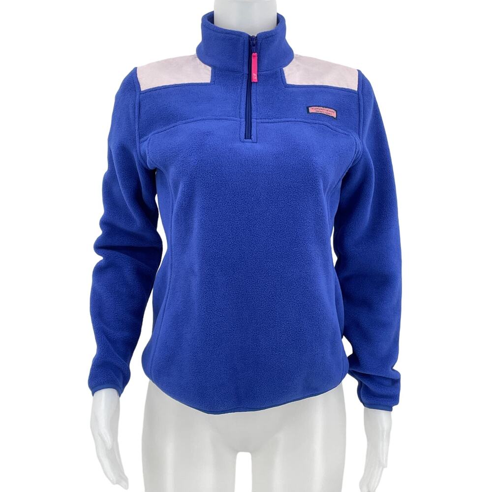 Vineyard Vines Blue Fleece 1/4 Zip Winter Athletic Women's Pullover Jacket XS